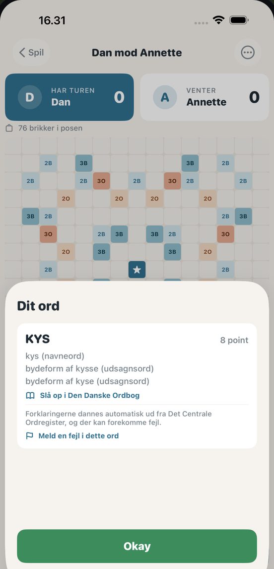Ordforklaring for ordet kys med ordklasse og bøjning